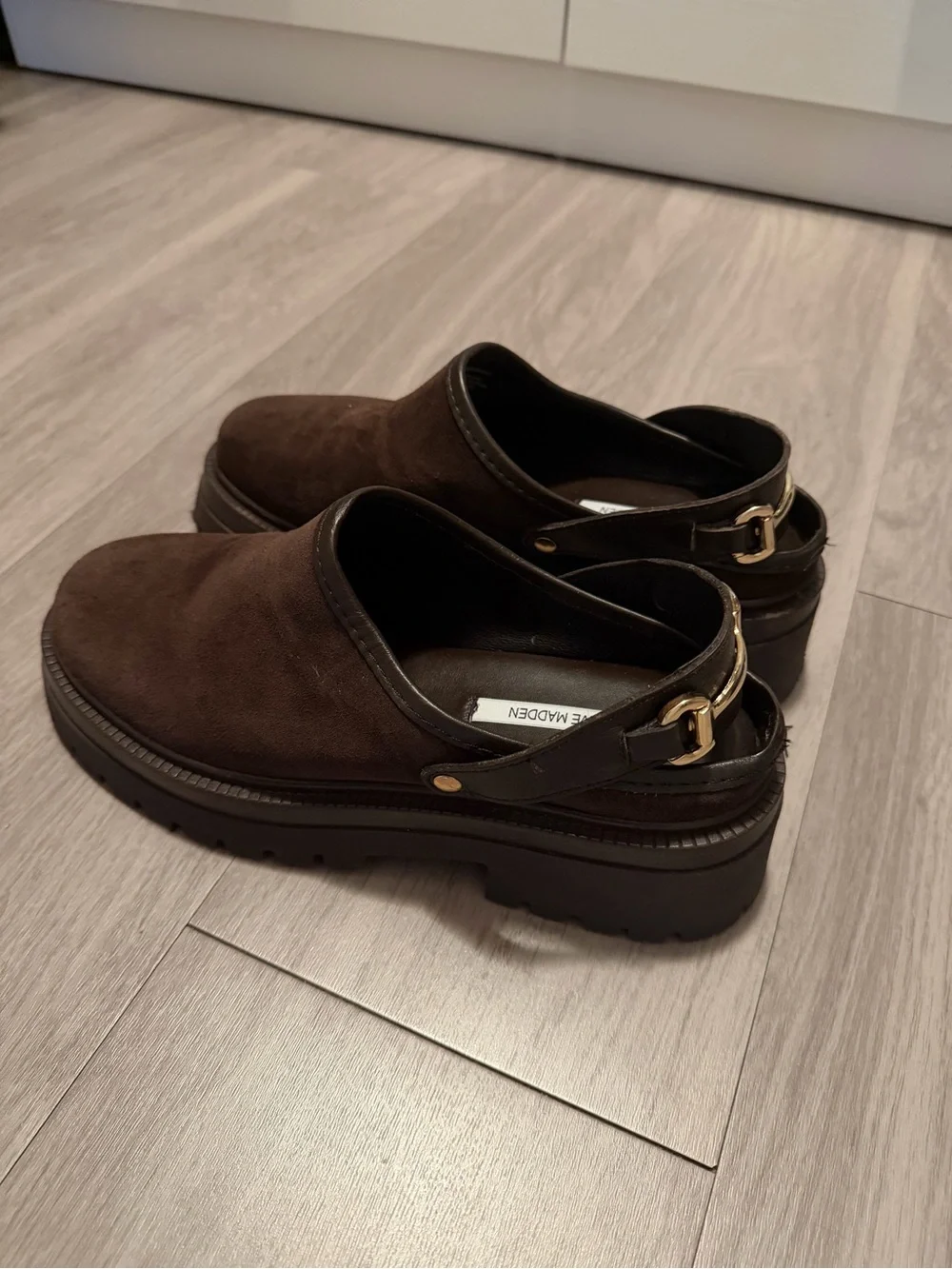Steve Madden Erba Brown Suede Slingback Platform Clogs - Picture 3 of 6